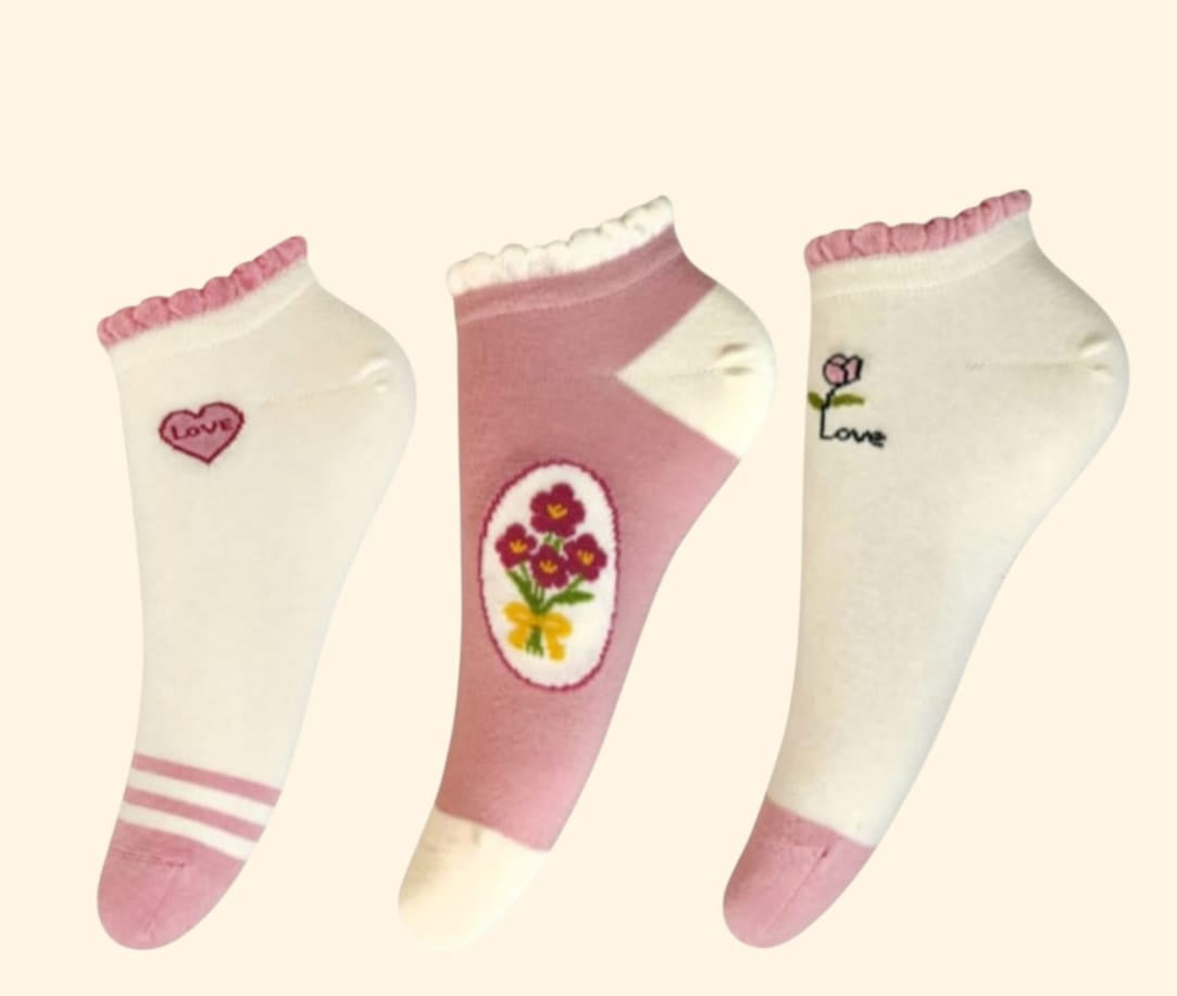 Pack 12 Pares Calcetines Tobilleros Mujer de Algodón con Volantes – Diseños Surtidos