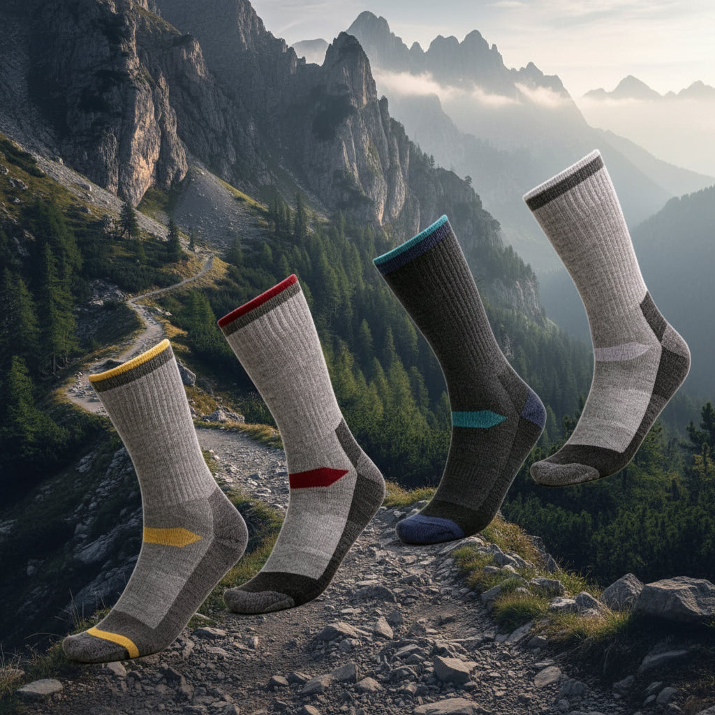 Calcetines Técnicos de Lana Merino Media Caña Alta para Trekking 6 Pares