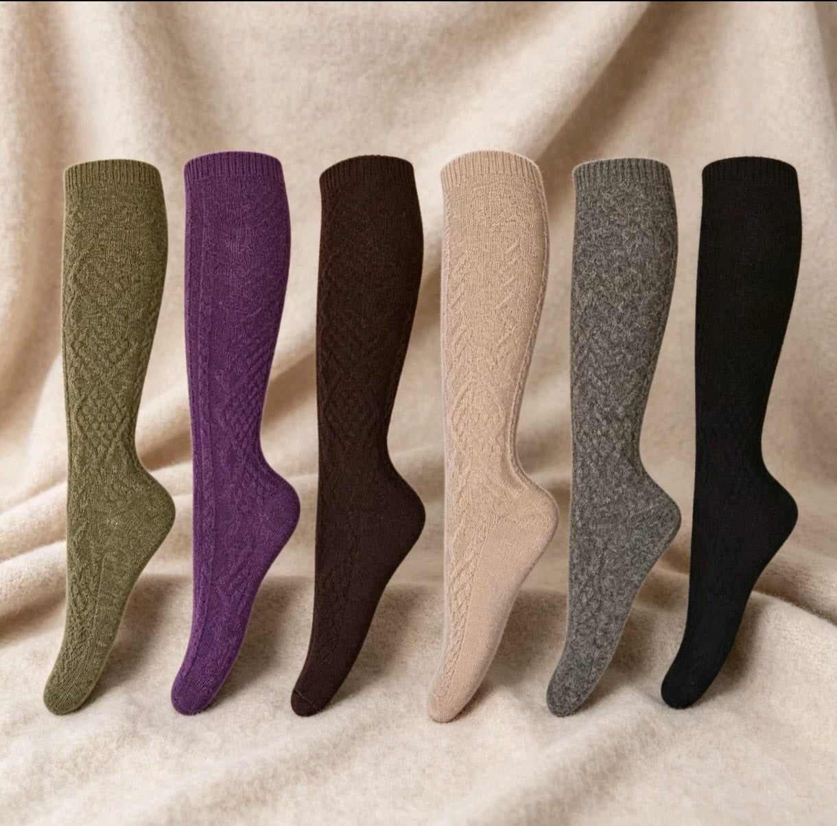 Calcetas Largas de Lana Mujer Pack 12 Pares – Colores Surtidos