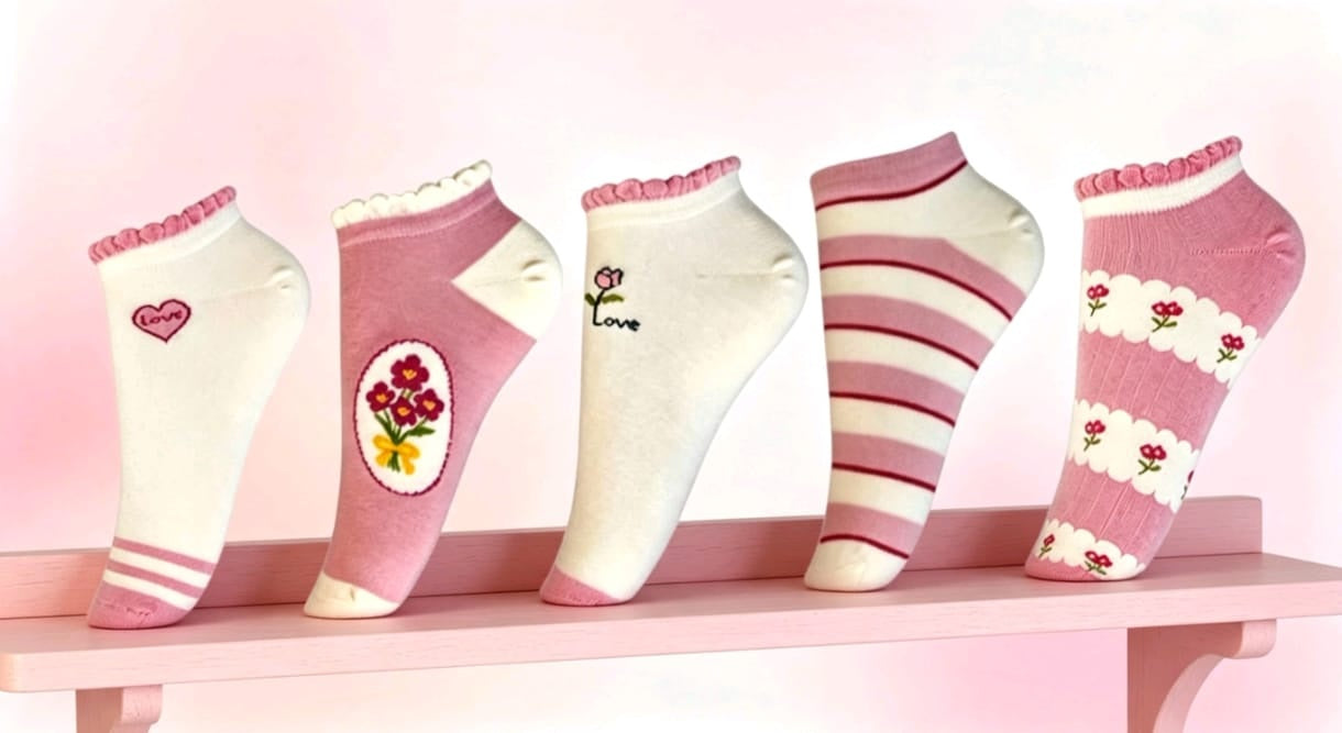 Pack 12 Pares Calcetines Tobilleros Mujer de Algodón con Volantes – Diseños Surtidos