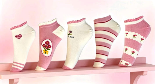 Tripack (12 pares) Calcetines Tobilleros Mujer de Algodón con Volantes – Diseños Surtidos