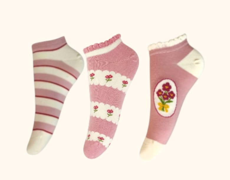 Pack 12 Pares Calcetines Tobilleros Mujer de Algodón con Volantes – Diseños Surtidos