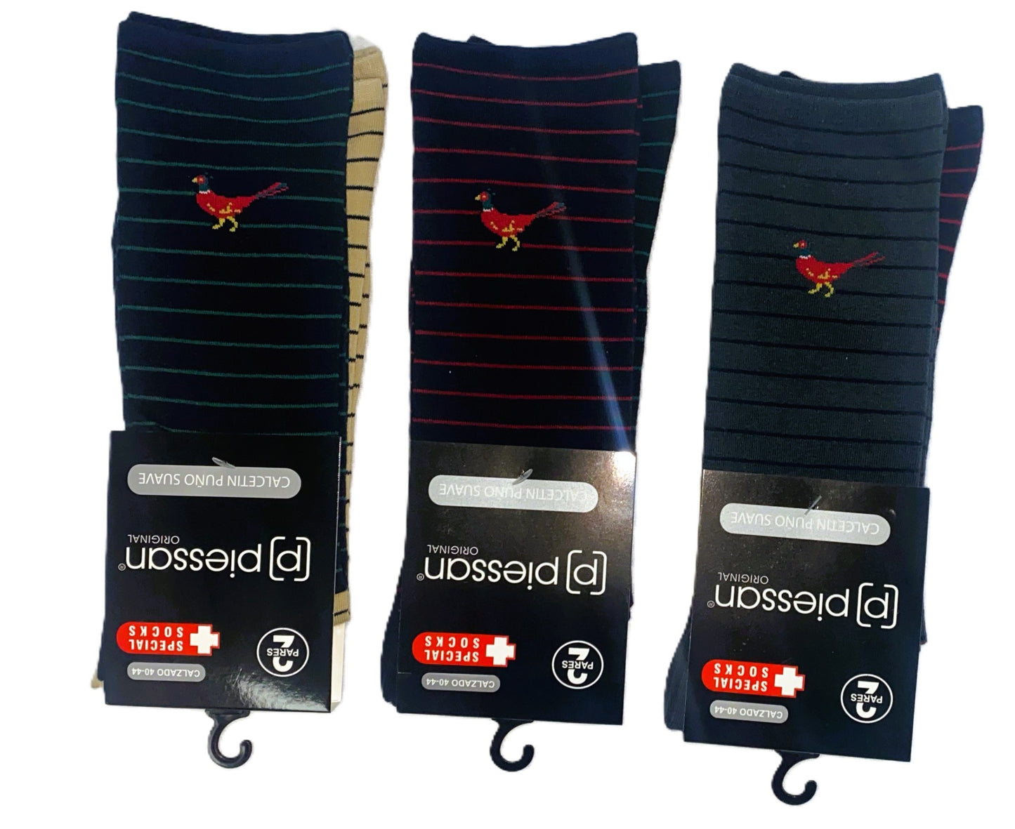 Calcetines Rayas y Faisán Bordado Hombre, 6 Bipack - foto 3