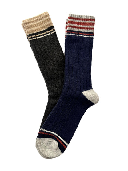 Calcetines de Lana Hombre Rayas en Puño, Bipack